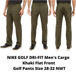 NIKE GOLF DRI-FIT Men's Cargo Khaki Flat Front Golf Pants Size 28-32 NWT